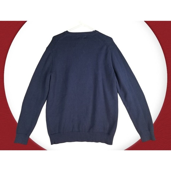 Club Room Pullover Dog Scarf Sweater Size L Blue BullDog Ski‎ Knit Cotton NWT - Picture 2 of 5